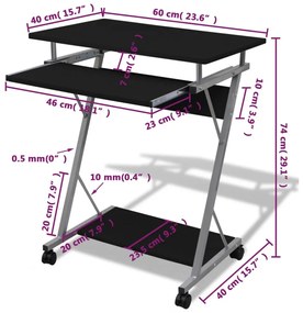 Έπιπλο γραφείου για υπολογιστή με συρόμενο δίσκο Μαύρο φινίρισμα
