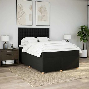 vidaXL Κρεβάτι Boxspring με Στρώμα Μαύρο 160x200 εκ. Υφασμάτινο