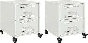 vidaXL Κομοδίνα 2 τεμ. Λευκό 36x39x43,5 εκ. από Χάλυβα