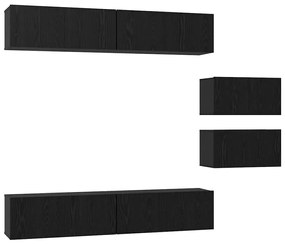 vidaXL Σετ επίπλου τηλεόρασης 6 pcs Μαύρη δρυς 80 x 30 x 30 εκ