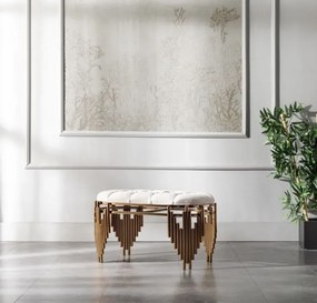 Stewehome Μεταλλικό Πουφ με Επικάλυψη-λευκό 100cm x 100x45x45 cm