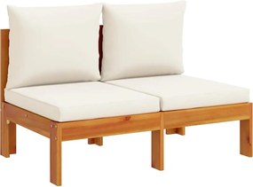 vidaXL Καναπές Κήπου Χωρίς Μπράτσα Διθέσιος Μασίφ Ακακία + Μαξιλάρια