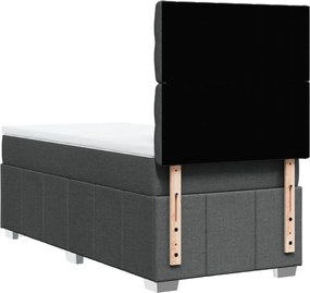 vidaXL Κρεβάτι Boxspring με Στρώμα Σκούρο Γκρι 90x190 εκ. Υφασμάτινο