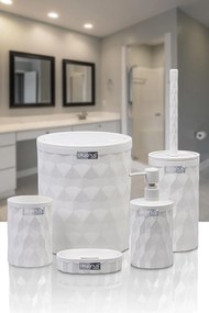 Stewehome Σετ μπάνιου με 5 τεμάχια και καπάκια τύπου από πλαστικό Λευκό