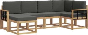 vidaXL Σειρά Καναπέ Εξωτερικού 6 pcs Άσπρο και Ανθρακί Πολυεστέρας