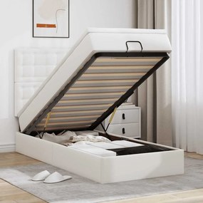 Οθωμανικό κρεβάτι με στρώμα & LEDs Λευκό 100x200cm Faux Leather