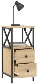 vidaXL Κομοδίνα 2 τεμ. Sonoma Δρυς 34x35,5x70 εκ. Επεξεργασμένο Ξύλο