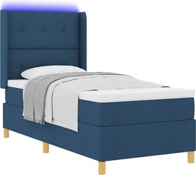 vidaXL Κρεβάτι με ελατήρια με κεφαλάρι Μπλε 100 x 200 cm ύφασμα