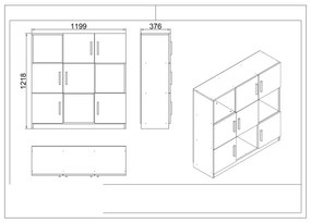 Βιβλιοθήκη ArteLibre ELMSTEAD Οξιά/Μαύρο Μοριοσανίδα/Μελαμίνη 119.9x37.6x121.8cm