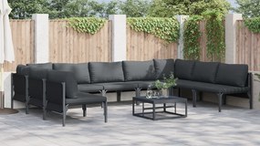 vidaXL Σετ Καναπέ Κήπου 9 pcs Ανθρακί Ατσάλι