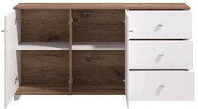 Κομότα - Μπουφές Burgundy 3K3F Λευκό - Flagstaff Oak - Λευκό Γυαλιστερό 162x40x85 εκ. 162x40x85 εκ.