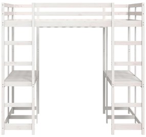 vidaXL Κρεβάτι Υπερυψωμένο Γραφείο/Σκάλα 180x200 εκ. Μασίφ Ξύλο Πεύκου