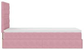 Οθωμανικό κρεβάτι με στρώματα &amp; LEDs Ροζ 90x190cm Velvet 3314437