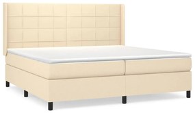 vidaXL Κρεβάτι Boxspring με Στρώμα Κρεμ 200x200 εκ. Υφασμάτινο