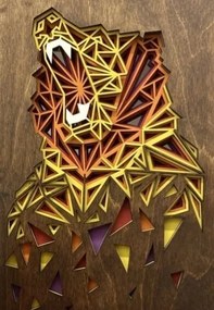 Intra απο ξύλο plywood 3mm-4mm πάχος - Πολυεπίπεδη διακοσμητική τέχνη τοίχου αρκούδας Δίασταση 30x30 cm Intraeaxys-6o3yql37