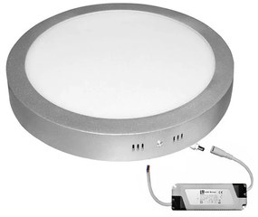 Adeleq Led Φωτιστικό Επίτοιχο Αλουμινίου Στρογγυλό 24W 3000K Ασημί D300 21-02531600