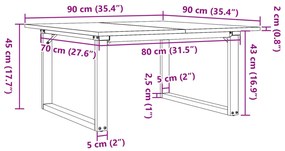 Τραπεζάκι Σαλονιού Πλαίσιο Ο 90x90x45εκ Μασίφ Πεύκο/Χυτοσίδηρος - Καφέ