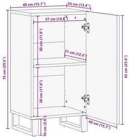 Ντουλάπι Καφέ 40x34x75 εκ. από Μασίφ Ξύλο Μάνγκο - Καφέ