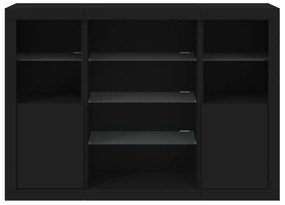 vidaXL Μπουφέδες με Φώτα LED 3 τεμ. Μαύροι από Επεξεργασμένο Ξύλο