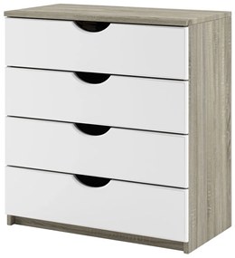 Ξύλινη Συρταριέρα MELORIA Craft Oak Gray-White Gloss 35.5x43x63cm