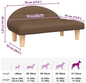 vidaXL Κρεβάτι Σκύλου Καφέ 70 x 52 x 30 εκ. Υφασμάτινο