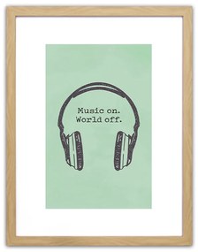 Πίνακας Σε Κορνίζα ArteLibre Πλαστικό 'Music On. World Off.' 35x45x1.8cm-14680063