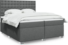 vidaXL Κρεβάτι Boxspring με Στρώμα Σκούρο Γκρι 200x200 εκ. Υφασμάτινο