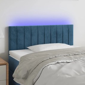 Κεφαλάρι Κρεβατιού LED Σκούρο Μπλε 100x5x78/88 εκ. Βελούδινο 3121896