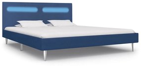 vidaXL Πλαίσιο Κρεβατιού με LED Μπλε 160 x 200 εκ. Υφασμάτινο