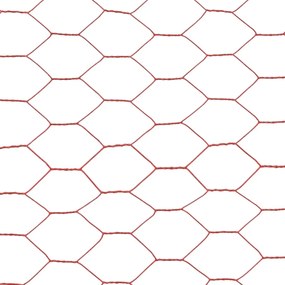 vidaXL Συρματόπλεγμα Εξάγωνο Κόκκινο 25x1,2 μ. Ατσάλι με Επικάλυψη PVC