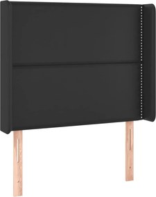 vidaXL Κρεβάτι Boxspring με Στρώμα &amp; LED Μαύρο 90x200 εκ. Συνθ. Δέρμα
