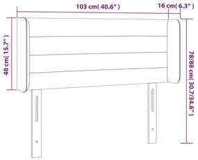 Κεφαλάρι με Πτερύγια Ανοιχτό Γκρι 103x16x78/88 εκ. Βελούδινο - Γκρι