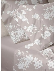 Σετ Σεντόνια Menta Εμπριμέ 950 Beige Μονο (160x250)