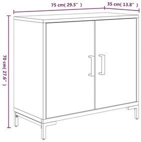 Ντουλάπι Καφέ 75 x 35 x 70 εκ. από Μασίφ Ξύλο Πεύκου - Καφέ