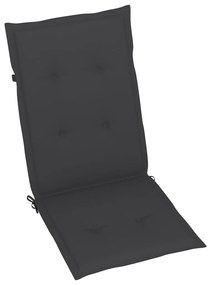 vidaXL Καρέκλες Κήπου 4 τεμ. από Μασίφ Ξύλο Teak με Ανθρακί Μαξιλάρια