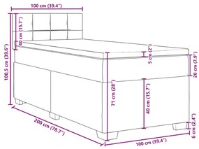 Κρεβάτι Boxspring με Στρώμα Μαύρο 100x200 εκ. Βελούδινο - Μαύρο