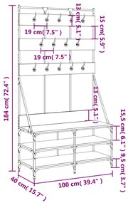 Κρεμάστρα Ρούχων με Παπουτσοθήκη Γκρι Sonoma 100x40x184 εκ. - Γκρι