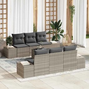 vidaXL Σετ καναπέ 7 κομματιών  με μαξιλάρια σε ανοιχτό γκρι χρώμα