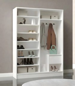 Stewehome Μοντέρνα ντουλάπα εισόδου με καθρέφτη και ράφια Λευκό 124x180x180 cm