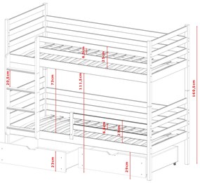 Κουκέτα Nemo με Συρτάρια από μασίφ ξύλο Grey 90×200cm (Δώρο 10% Έκπτωση στα Στρώματα)