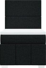 vidaXL Κρεβάτι Boxspring με Στρώμα Μαύρο 90x200 εκ. Υφασμάτινο