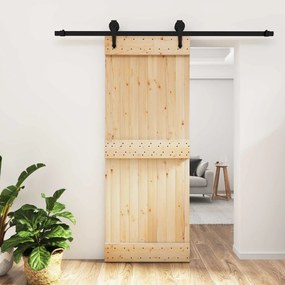 vidaXL Συρόμενη Πόρτα Φυσικό και Μαύρο 80 x 210 cm
