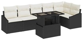 vidaXL Σετ Καναπέ Κήπου 7 pcs Μαύρο, Κρέμα 100 x 55 x 73 εκ
