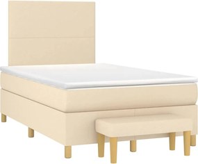 vidaXL Κρεβάτι Boxspring με Στρώμα Κρεμ 120x190 εκ. Υφασμάτινο