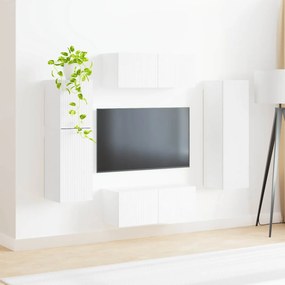 vidaXL Σετ επίπλου τηλεόρασης Επιτοίχιο 4 pcs Λευκό Επεξεργασμένο ξύλο