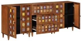 vidaXL Πλαϊνό γραφείο 3 pcs Καρυδιά Στερεό ξύλο μάνγκο