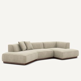 Γωνιακός καναπές δεξιός ανοιχτός από λινό βελούδο, JACOPO