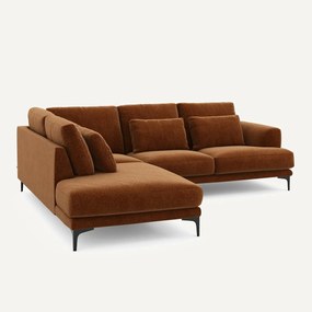 Γωνιακός καναπές αριστερός, από βελούδινo chenille, Marsile