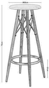 Σκαμπώ MACK BAR Μεταλ.Φυσικό/Άσπρο Φ30cm Η.72cm (Σετ 4 ΤΕΜ)