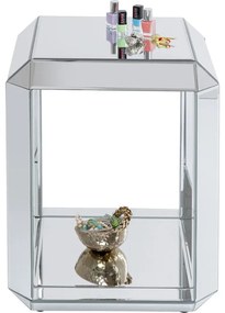 Βοηθητικό Τραπεζάκι Luxury Lia Καθρέφτης  46.5x46.5x61.5εκ - Ασημί